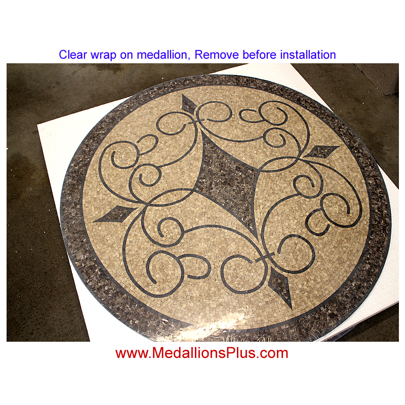 Iron Works II, 24" Honed Mosaic Floor Medallion